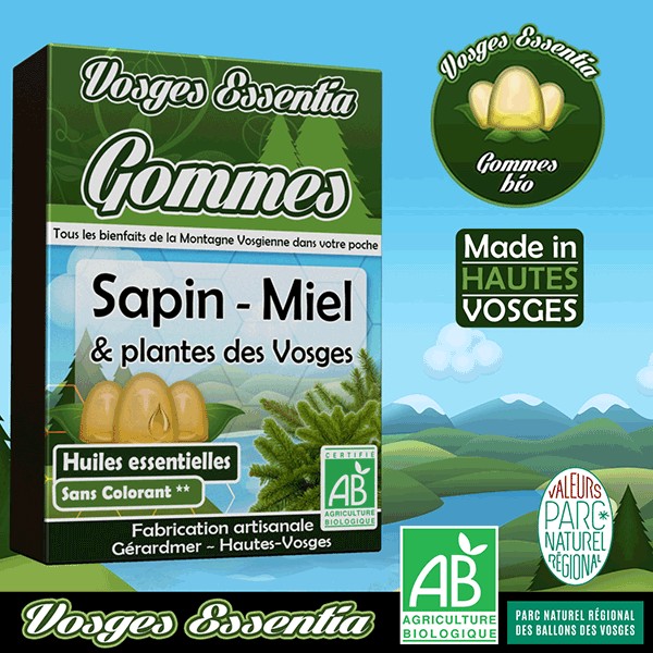 Boîte de Gommes Bio MIEL & SAPIN 70g - Les Sens des Alpes